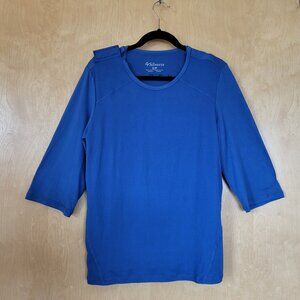 Silverts Open Back Adaptive Top 3/4 Sleeve Blue Size Small